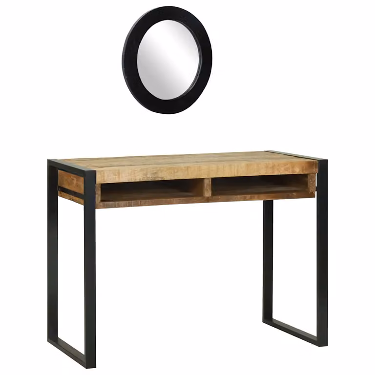 vidaXL Tavolo da Trucco in Legno di Mango Marrone L: 100 cm, P: 50 cm, H: 75 cm