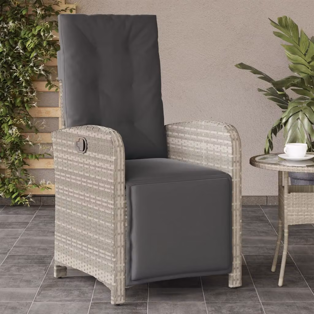 Sedia reclinabile da giardino vidaXL in rattan e metallo, colore grigio antracite