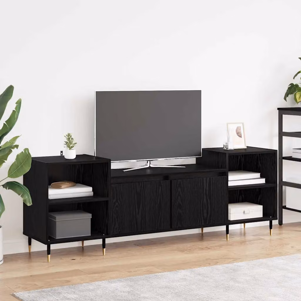 Mobile TV vidaXL moderno in legno e metallo nero L/P/H: 160 x 35 x 55 cm