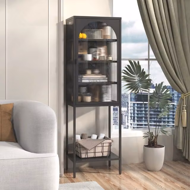 Armadio con ante scorrevoli in vetro e metallo ¨C Xylo ¨C Grigio antracite 160x50x35 cm