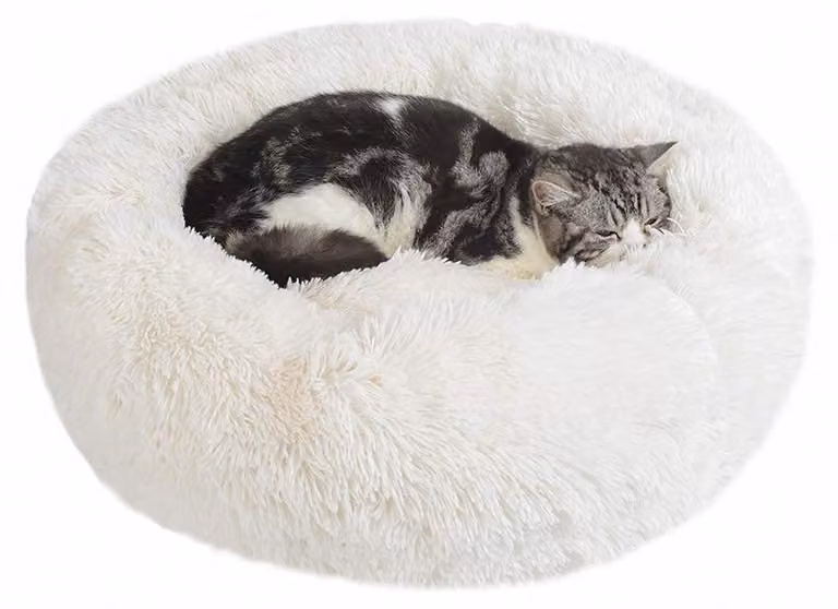 Solidchoice - Cuccia a forma di ciambella per cani, in peluche, lavabile e confortevole