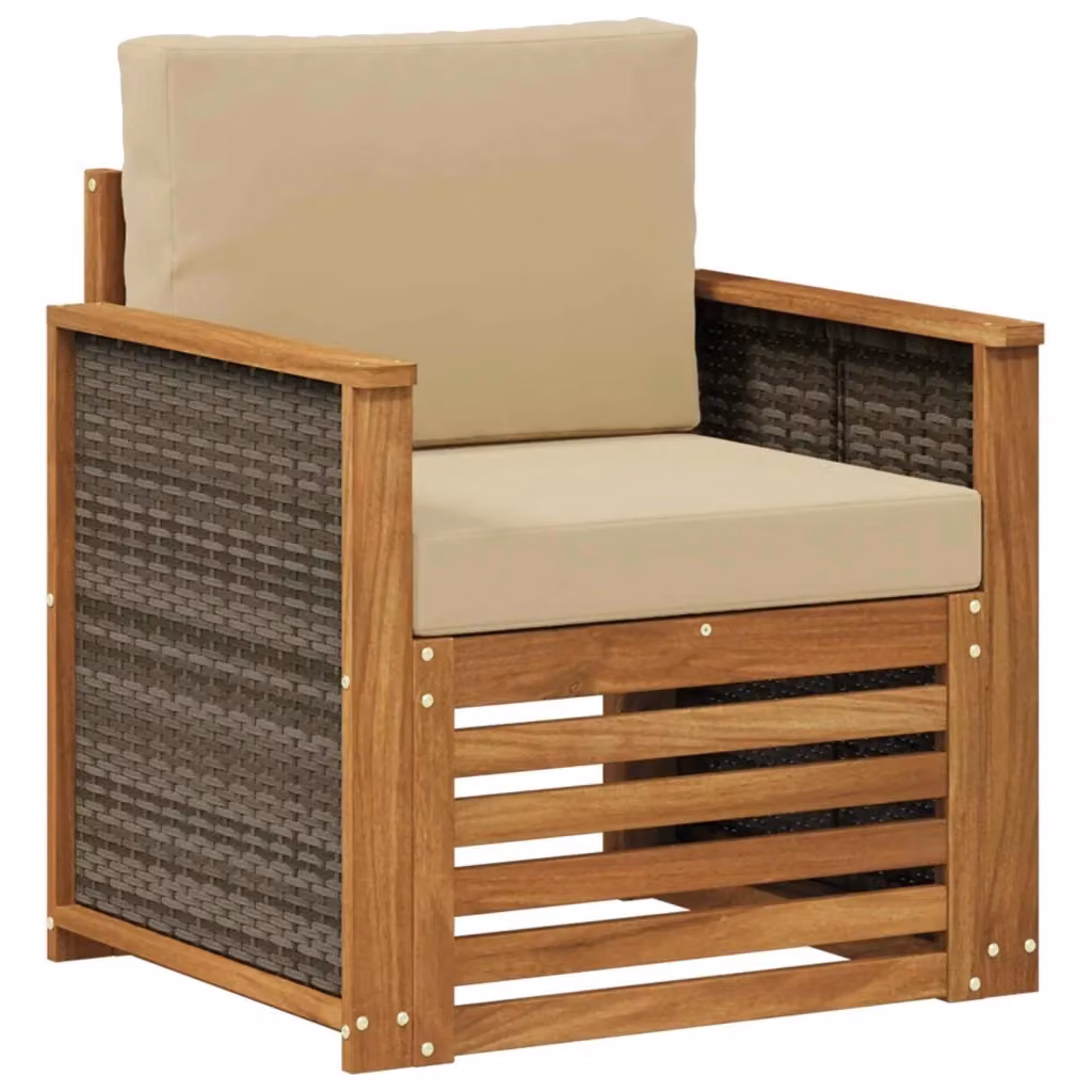 Divano centrale componibile per esterno DESIGN IN in legno di acacia e tessuto beige con cuscini inclusi – 2