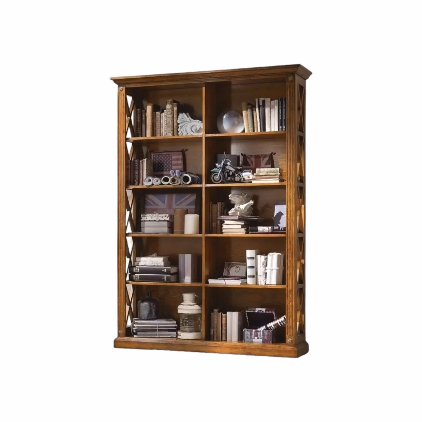 Libreria classica in legno con 10 ripiani Mobili 2G marrone L/P/H: 133 x 40 x 191 cm – 1