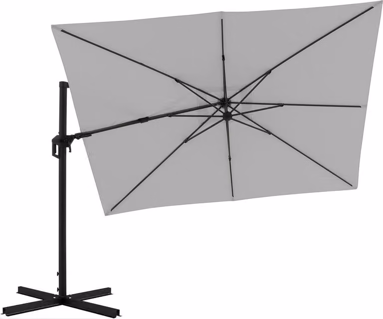 Ombrellone a semaforo - 350 x 260 cm - Grigio chiaro - Nero - Alluminio - Poliestere - orientabile - girevole