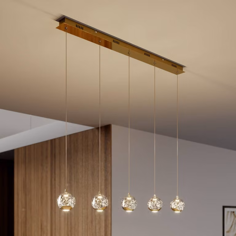Lampada a sospensione in vetro Hayley Lucande, Chiaro / Trasparente, Soggiorno / Sala da pranzo, Vetro, Moderno, Lampada a sospensione