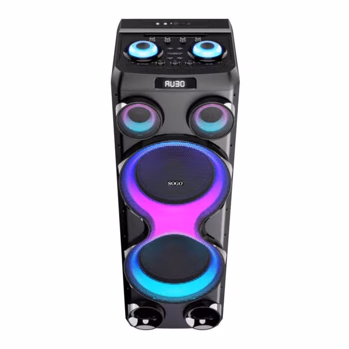 Cassa amplificata portatile SOGO con Bluetooth TWS, LED RGB multicolore e microfono karaoke incluso, 150W RMS - Nero – 2