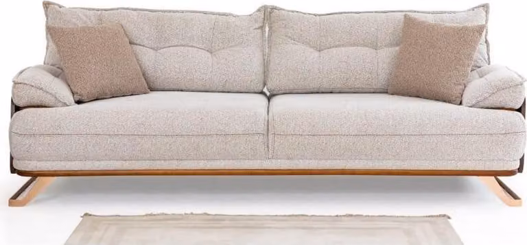 Dreisitzer Sofa 3 Sitzer Couch Polstersofa Stoffsofa Beige Moderne
