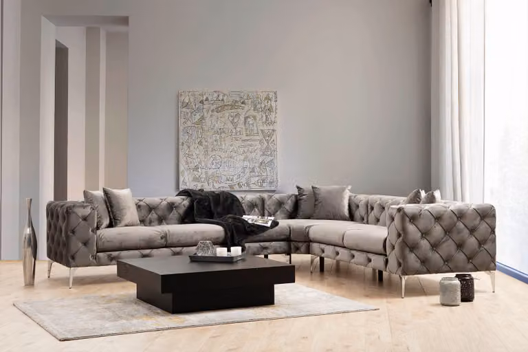 Hanah Home, Como Right - Antracite, Divani angolari, Antracite, Poliestere, 310 x 70 x 270 x cm