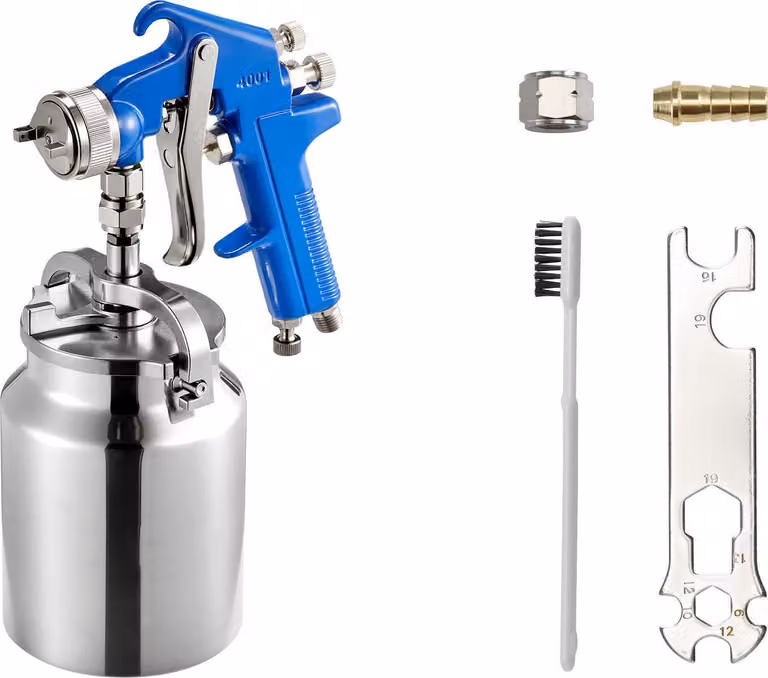 SucceBuy pistola a sifone per verniciatura ad alta atomizzazione, set di verniciatura da 1000 cc, ugello da 1,8 mm, flusso e volume d'aria regolabili per la verniciatura di veicoli, mobili, pareti e casa