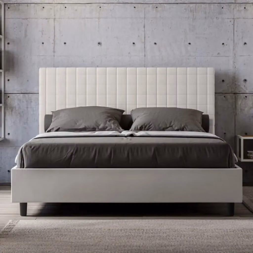 Letto matrimoniale contenitore Ityhome Sunny imbottito in similpelle bianco L/P/H: 160 x 210 x 122 cm – 2
