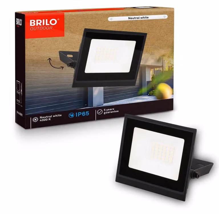 Briloner Faretto LED da esterno IP65 resistente a polvere e getti d’acqua 11x145 cm rettangolare 20 W 1800 lm 4000 K bianco neutro nero - Faro per giardino garage vialetto