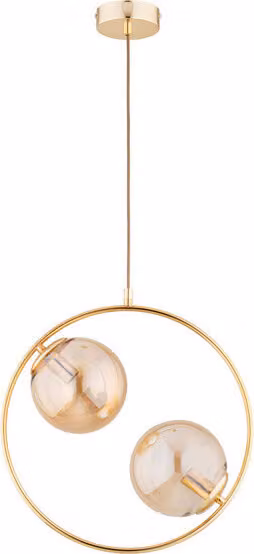 Lampada a sospensione moderna con anello dorato e due sfere dorate ADINO 2xE14 10W ALF62439 Alfa