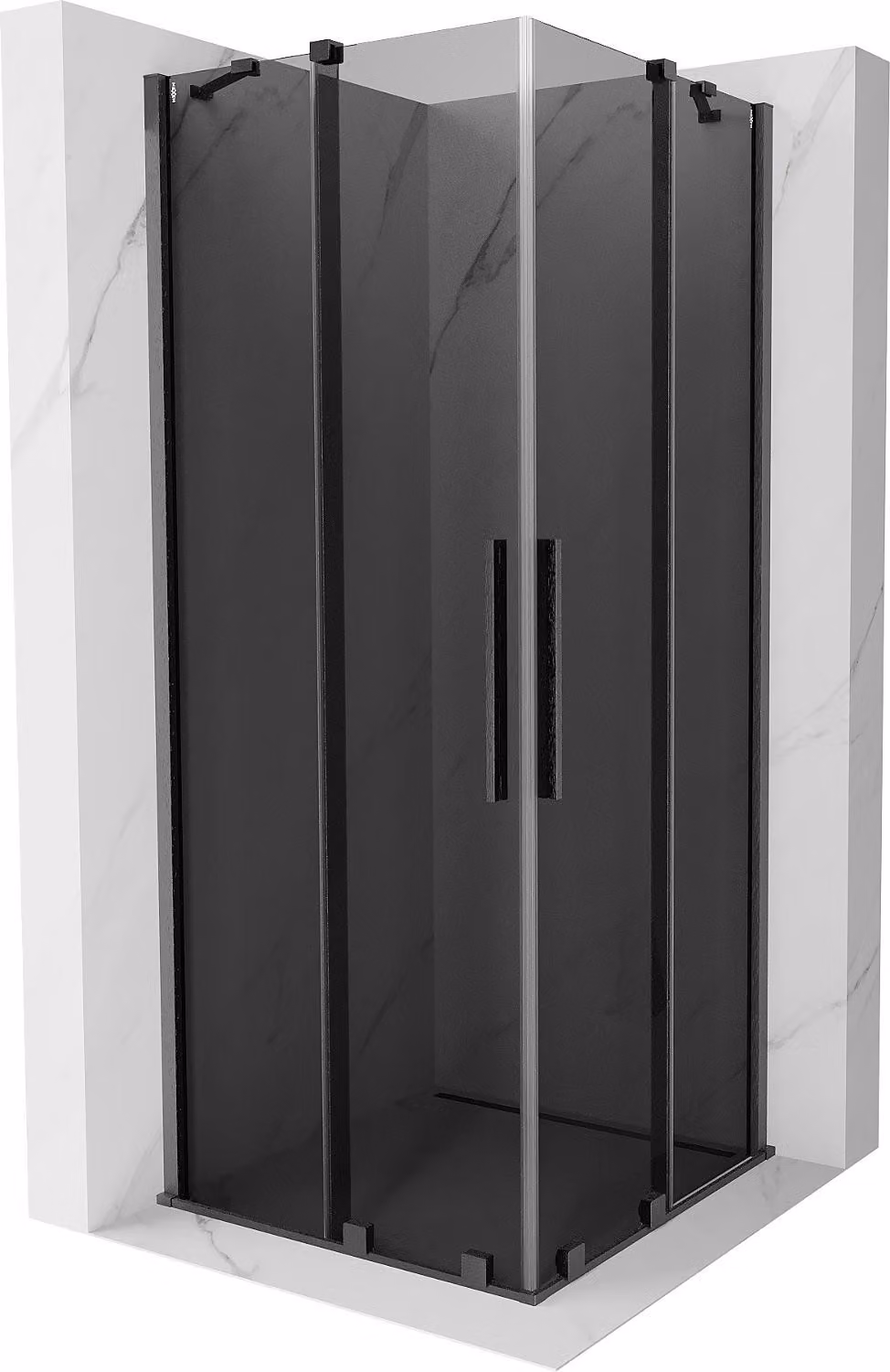 Mexen Velar Duo cabina doccia scorrevole 100 x 100 cm, grafite, grigio canna di fucile spazzolato - 871-100-100-42-66