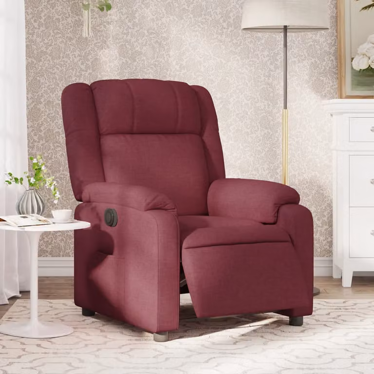 vidaXL Poltrona Elettrica Reclinabile in Tessuto Rosso