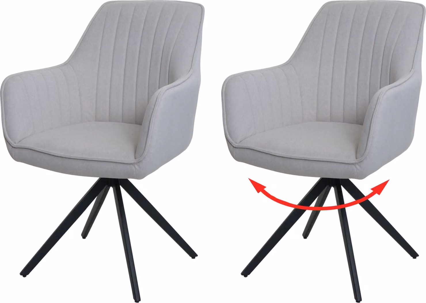 Set di 2 sedie da sala da pranzo | A x L x P 87 x 58 x 55 cm | Altezza seduta 46 cm | Girevole Posizione automatica Tessuto/tessile | Beige crema | Sedia da cucina Sedia con schienale Sedia con braccioli