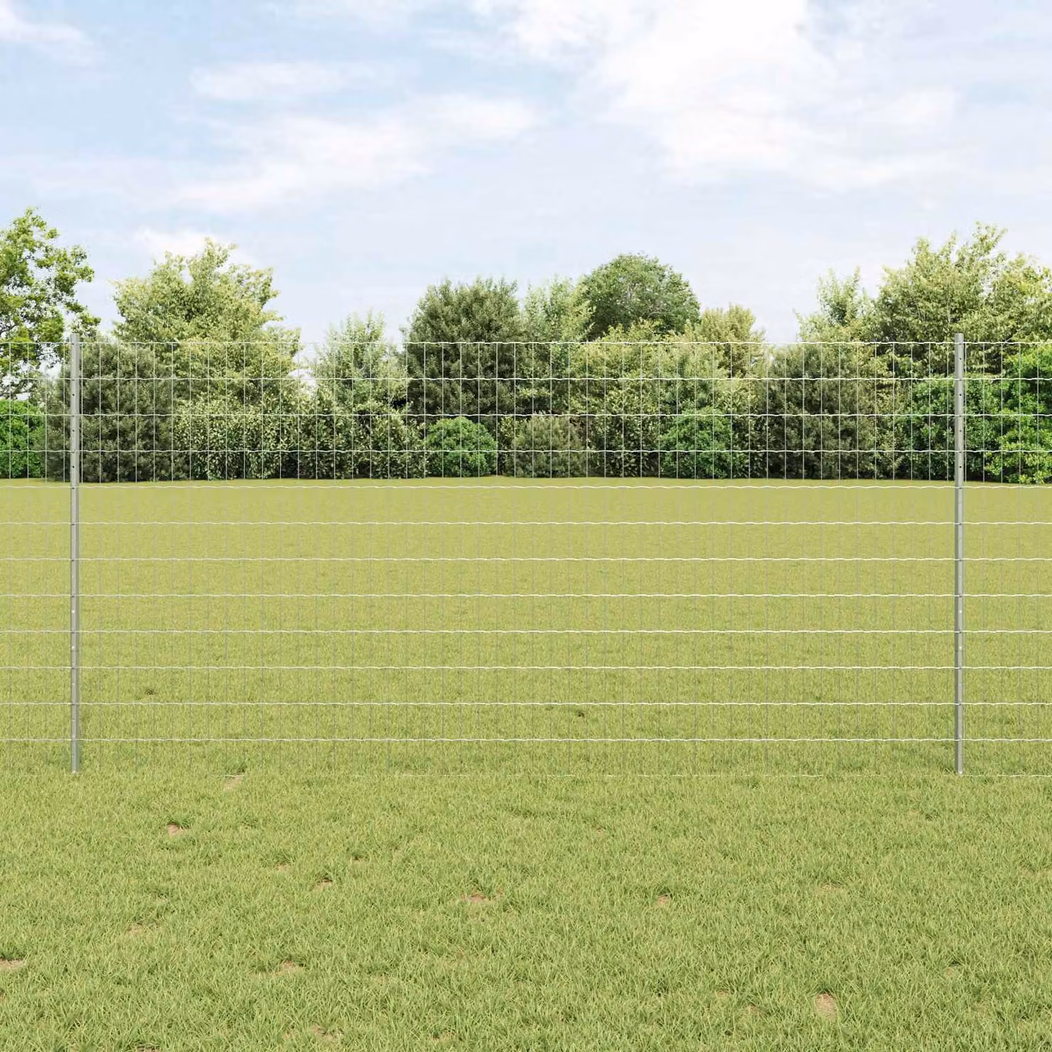 Recinzione Euro con palo vidaXL in acciaio zincato Argento L: 10 m, H: 1,2 m