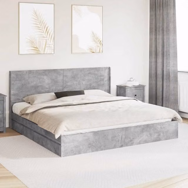 Struttura del letto con stoccaggio e testata Grigio Cemento 3413998