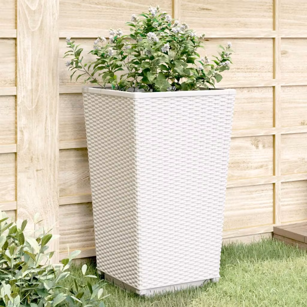 Set di 2 fioriere da giardino vidaXL bianche in plastica, L/P/H: 32,5 x 32,5 x 57 cm