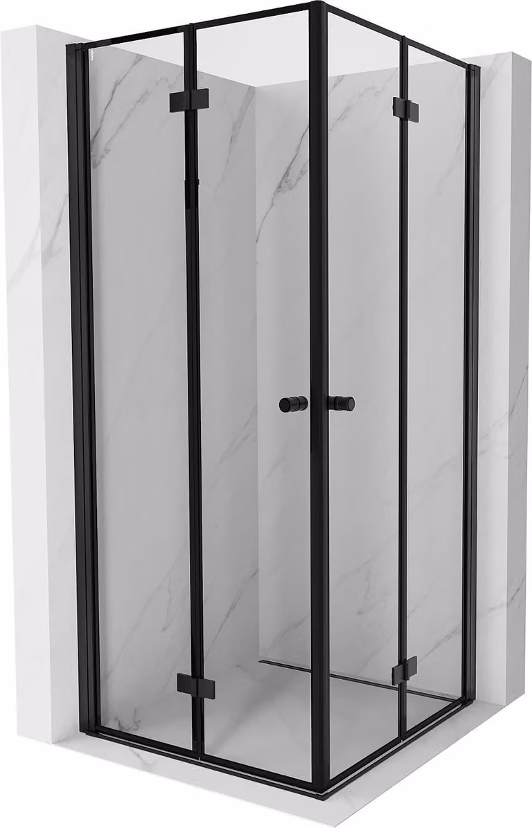 Mexen Mist-F Duo cabina doccia pieghevole 80 x 80 cm, cornice nera, nero - 8A6-080L-080P-70-70