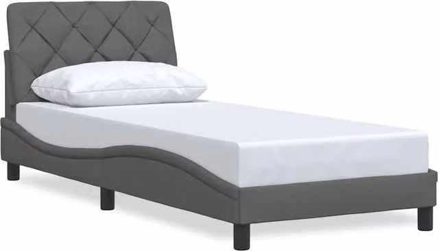 Letto singolo moderno DESIGN IN in tessuto grigio scuro L/P/H: 90 x 200 cm – 1