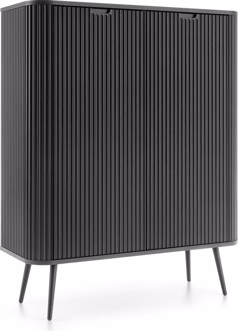 Cassettiera: 2 ante, colore: nero, gambe nere, 103 x 129 x 39cm