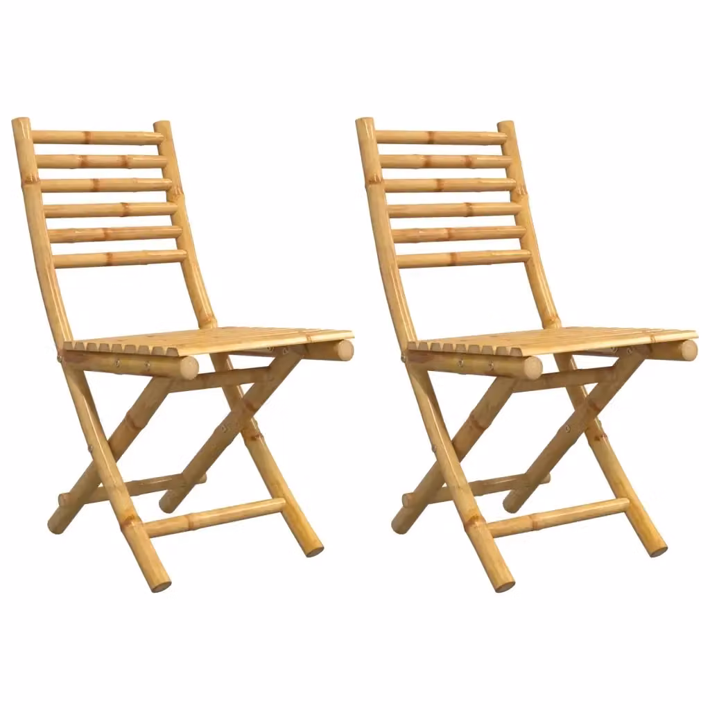 Set di 2 sedie pieghevoli vidaXL in bambù color beige e marrone, H 88 x L 43 x P 54 cm – 2