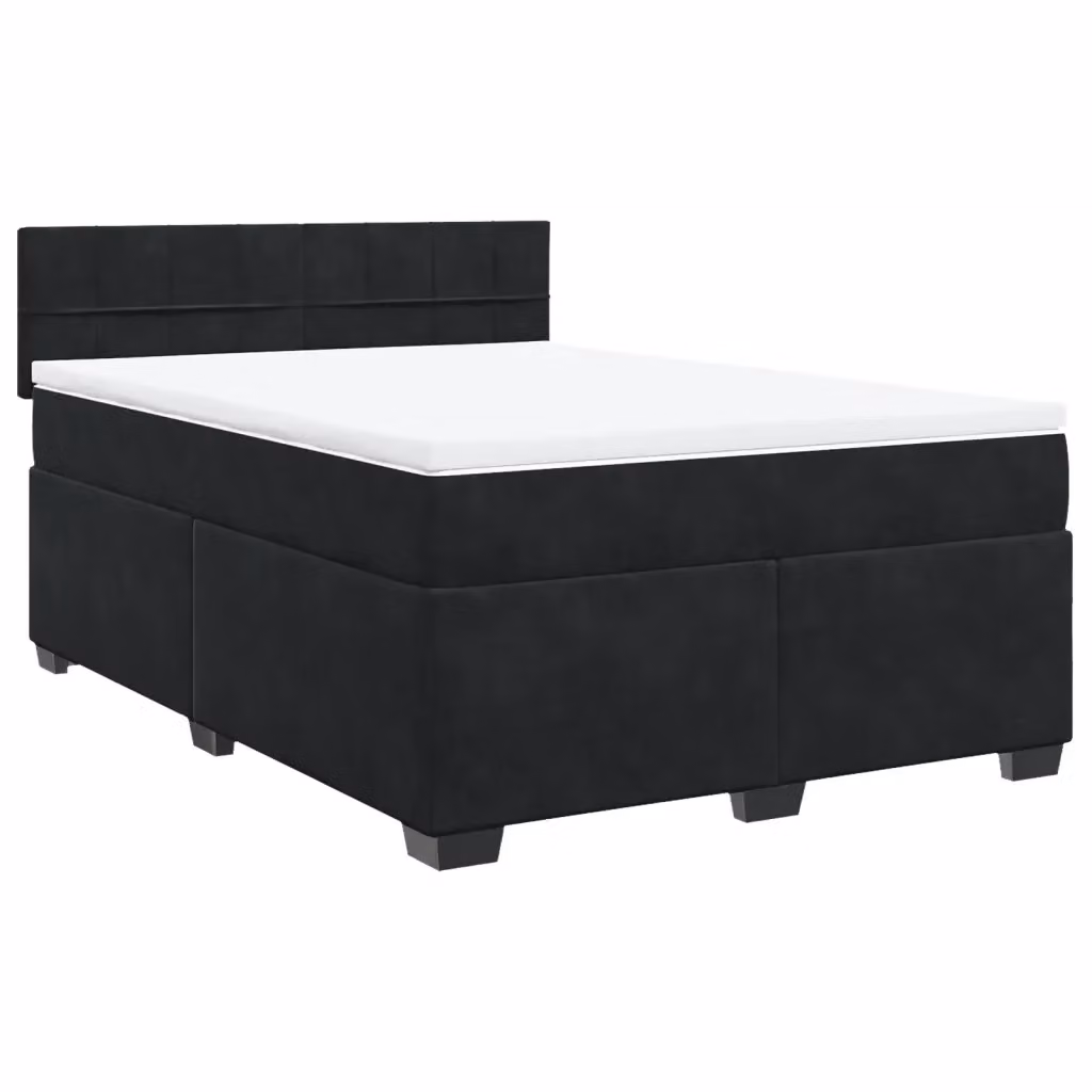 Letto Ibrido vidaXL con Materasso e Struttura in Velluto Nero e Bianco L/P: 160 x 200 cm – 2