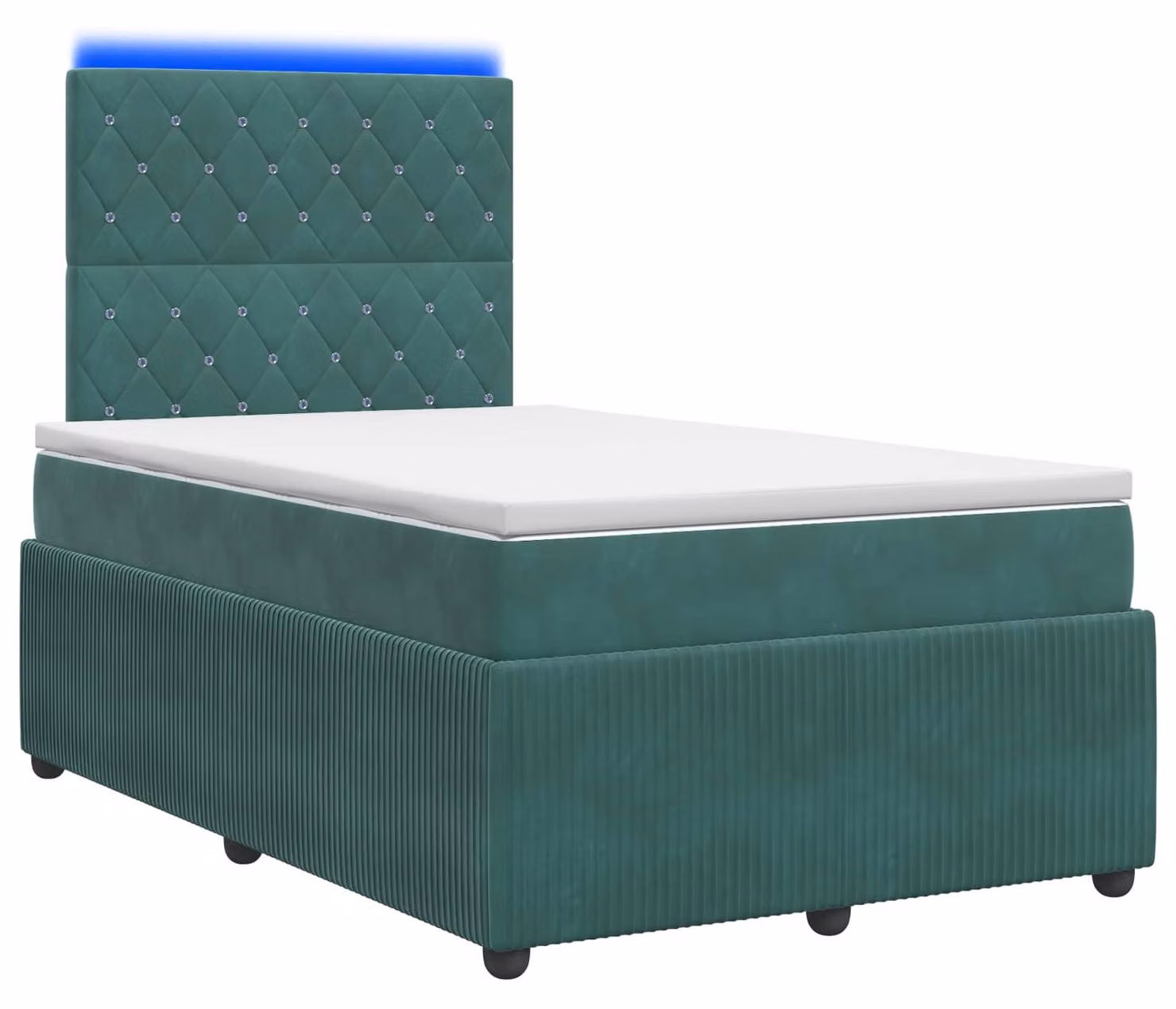 Letto boxspring LED con materasso verde scuro 120 x 200 cm velluto
