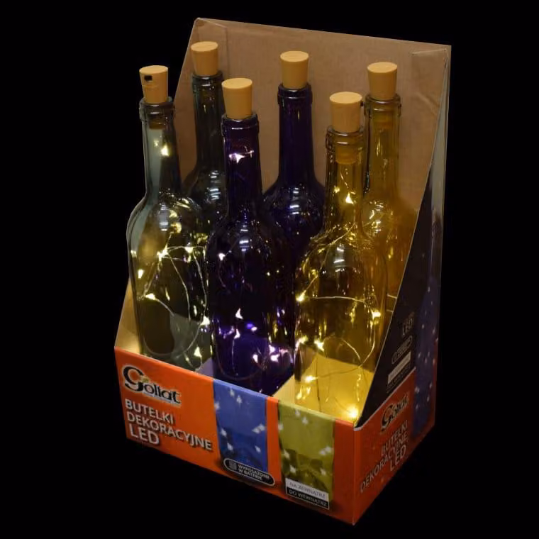Bottiglia decorativa con luci LED gialle - Alimentazione a batteria