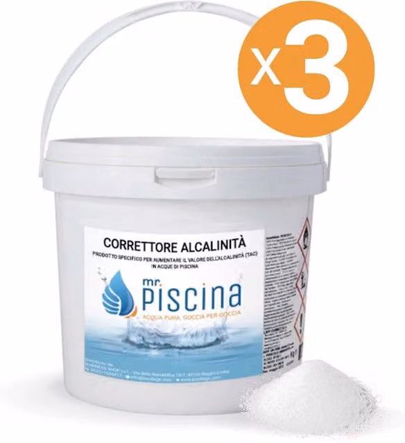 Correttore di alcalinità in polvere Mrpiscina, confezione da 3 x 10 kg, bianco