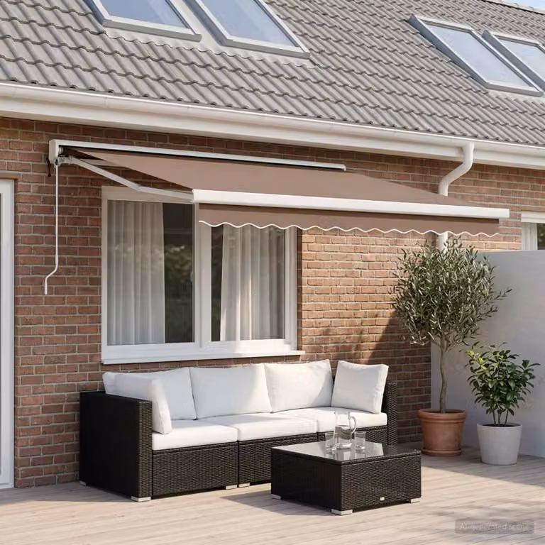 Tenda retrattile vidaXL color beige in tessuto di poliestere e metallo L: 500 cm, P: 300 cm