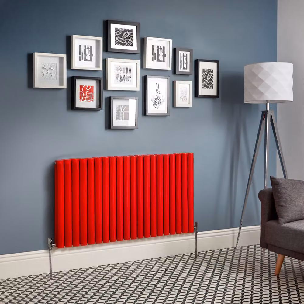 Radiatore di Design Orizzontale  Rosso (Siamese Rosso) -  635mm x 1180mm  - Pannello Doppio  - Revive