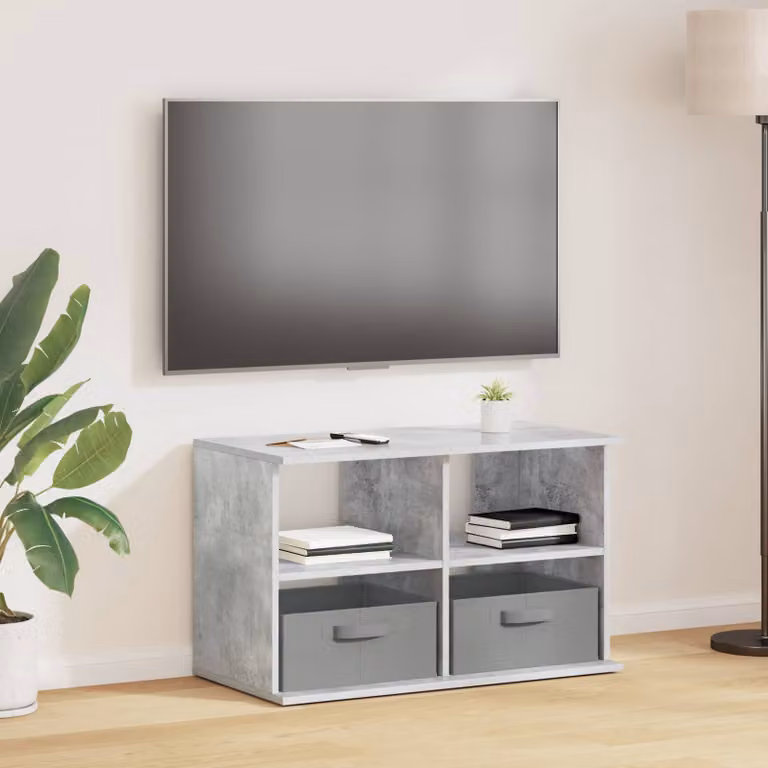 Supporto TV moderno vidaXL con cassetto in legno e MDF, Grigio, L 79 x P 40 x H 48 cm