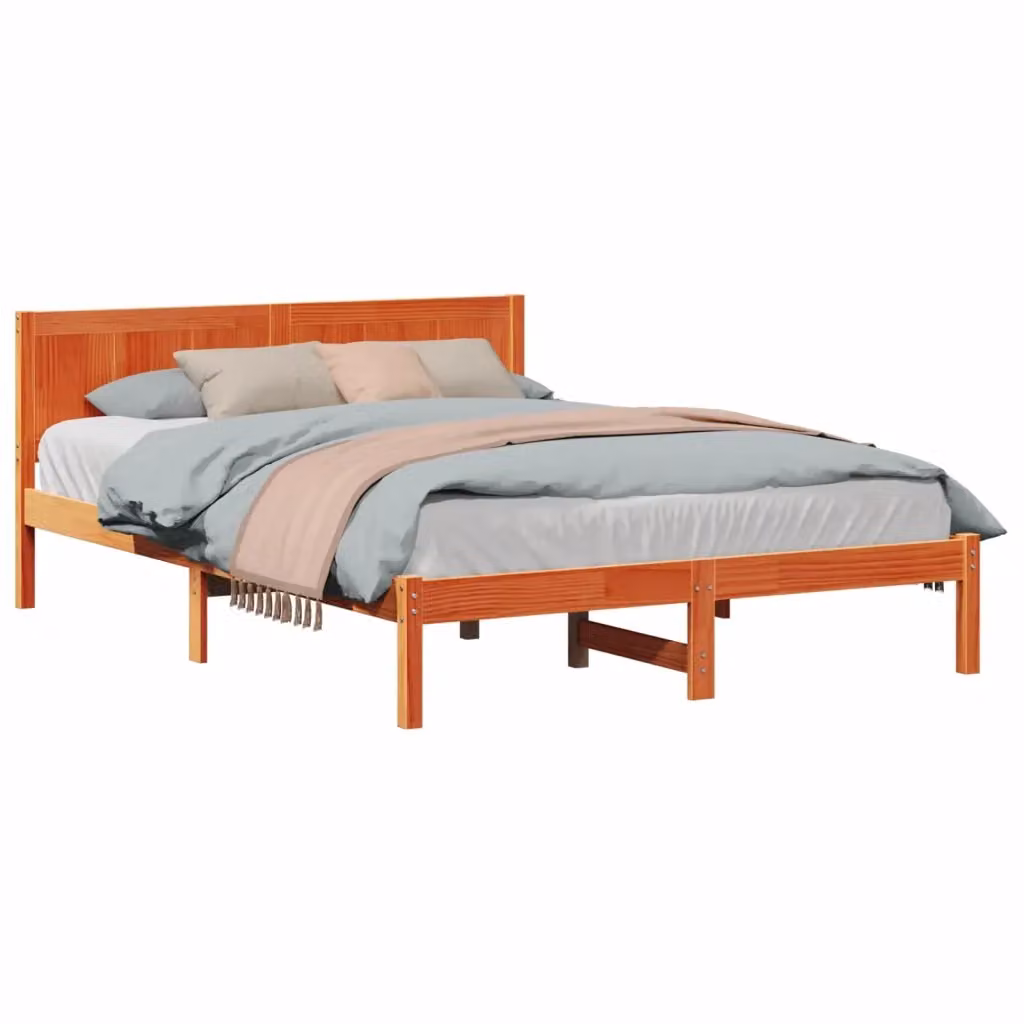 Struttura del letto vidaXL in legno massello di pino marrone L 160 x P 200 cm – 2