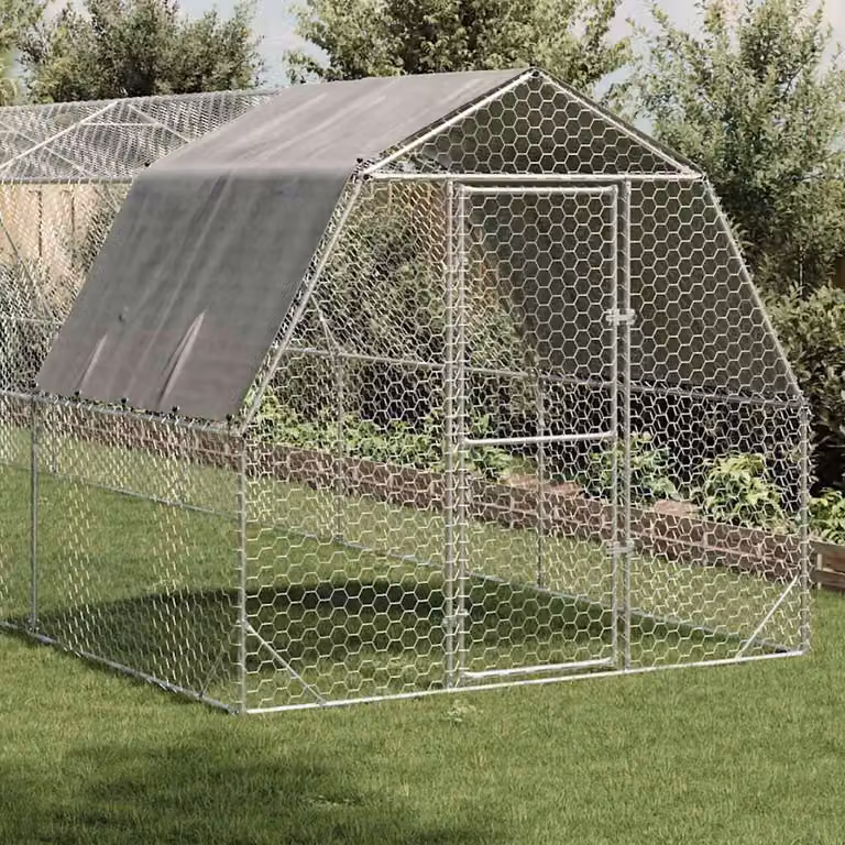 vidaXL Recinto per Polli con Tetto 2,5x10x2,25 m in Acciaio Zincato