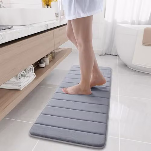 Homaxy - Tappetino per bagno in Memory Foam, assorbente, antiscivolo, lavabile, Memory Foam., grigio., 40 x 120 cm