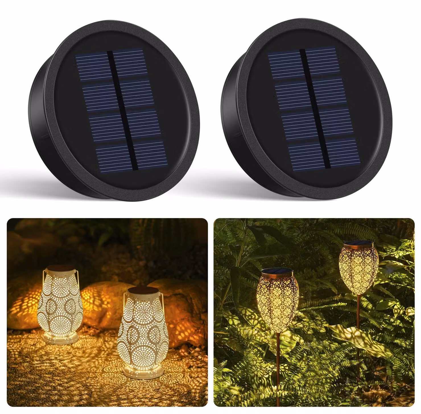 Coperchi solari di ricambio, 8,2 cm, confezione da 2, luce bianco caldo, 600 mAh