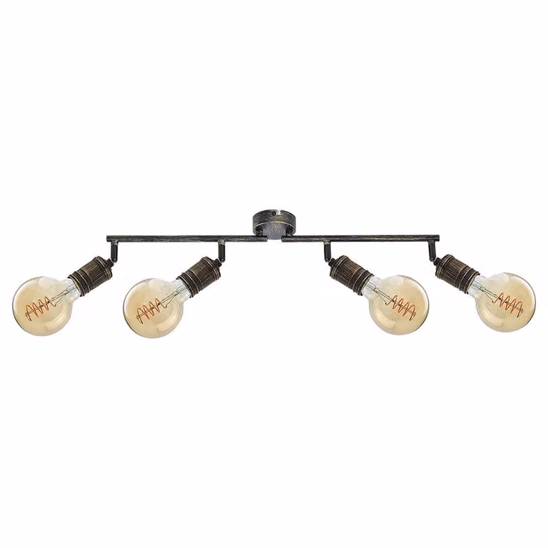 Rabalux 3217 Faretto da soffitto a 4 punti luce Fidel, E27, oro, stile industriale, 74 cm