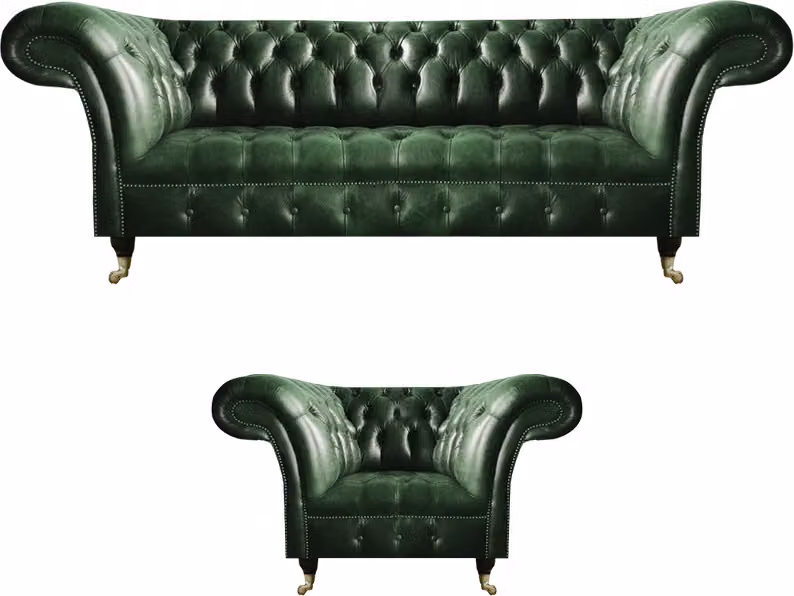 Luxus Design Einrichtung Sessel Sofagarnitur Sofa Dreisitze Couch Chesterfield