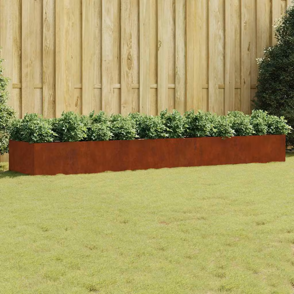 vidaXL Fioriera Rialzata da Giardino in Acciaio Corten Marrone L: 360 cm, P: 80 cm, H: 40 cm – 1