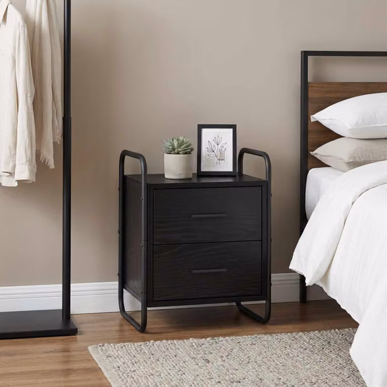 vidaXL Mobiletto da Letto Appeso Moderno Nero L: 40 cm, P: 30 cm, H: 50 cm