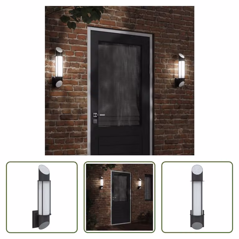 The Living Store Applique da esterno in acciaio inox nero