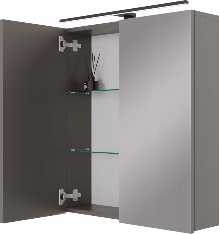 Armadio a specchio Planetmöbel ARIA per il bagno 60 cm con illuminazione e presa di corrente antracite