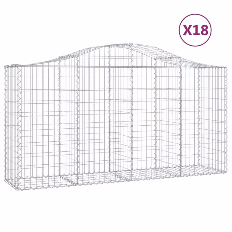 Cesti Gabbioni ad Arco 18 pz 200x50x100/120 cm Ferro Zincato