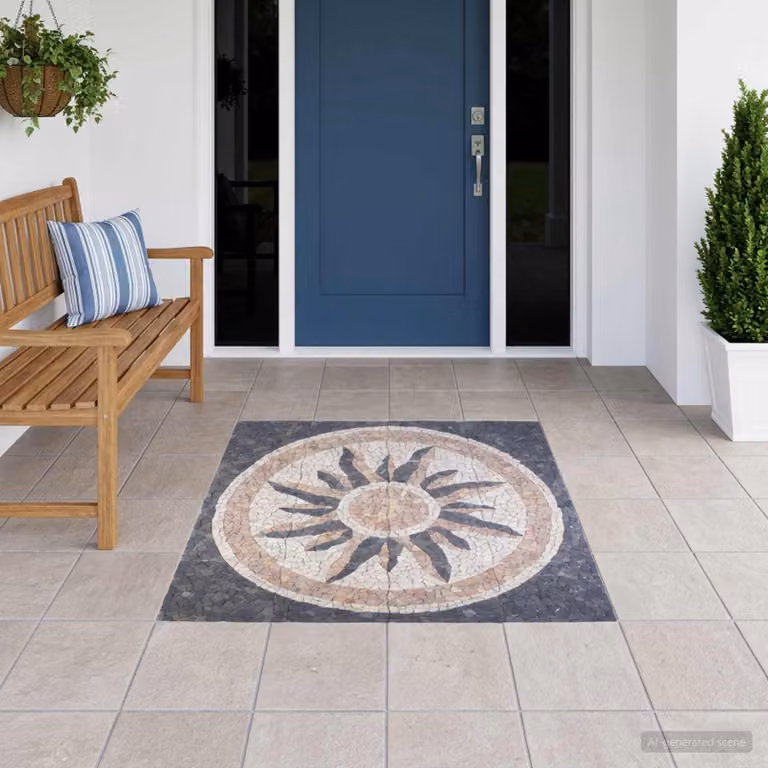 Piastrelle a Mosaico vidaXL con Motivo Geometrico in Effetto Marmo Multicolore L 120 cm x P 120 cm