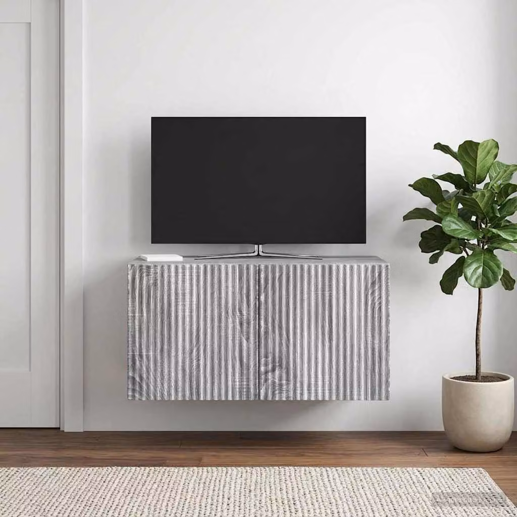 Mobile Porta TV da Muro vidaXL Moderno Grigio in MDF L: 59,5 cm, P: 31 cm, H: 30 cm