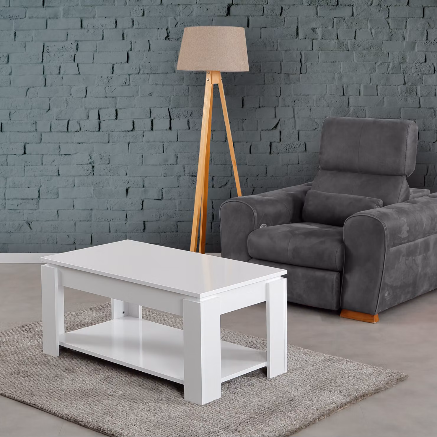 Skye Decor, Shelf - Shiny White, tavolino, bianco, 100% pannelli di particelle rivestiti in melamina, 104 x 56 x 47 cm