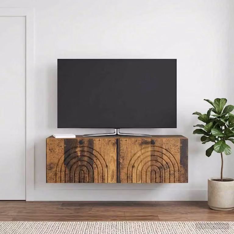 vidaXL Mobile Porta TV da Muro in Legno Antico Marrone L 98 x P 31 x H 30 cm