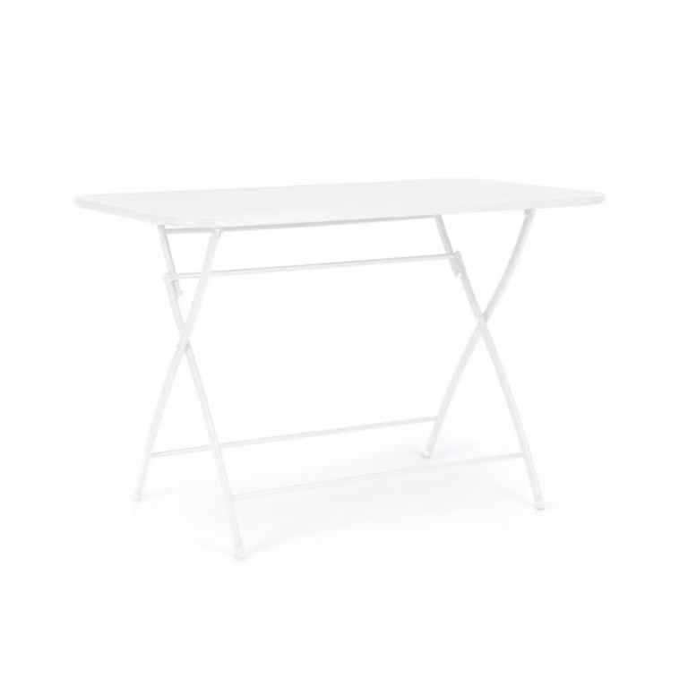 Tavolo rettangolare YVONNE in acciaio bianco, pieghevole, 110×70×72 cm