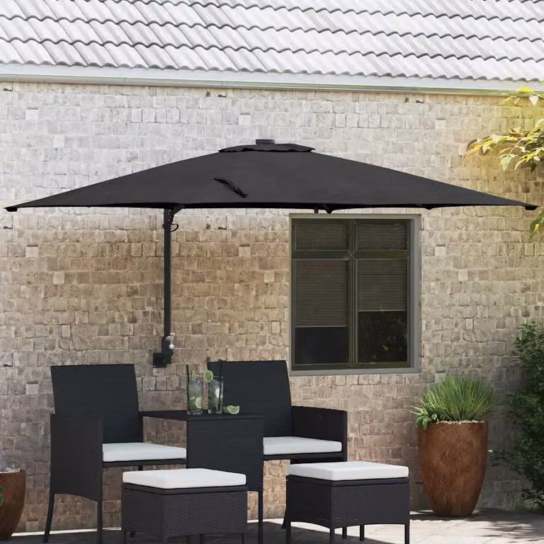 Ombrello da giardino cantilever vidaXL Nero in poliestere e acciaio L: 248,5 cm, P: 247,5 cm, H: 160 cm